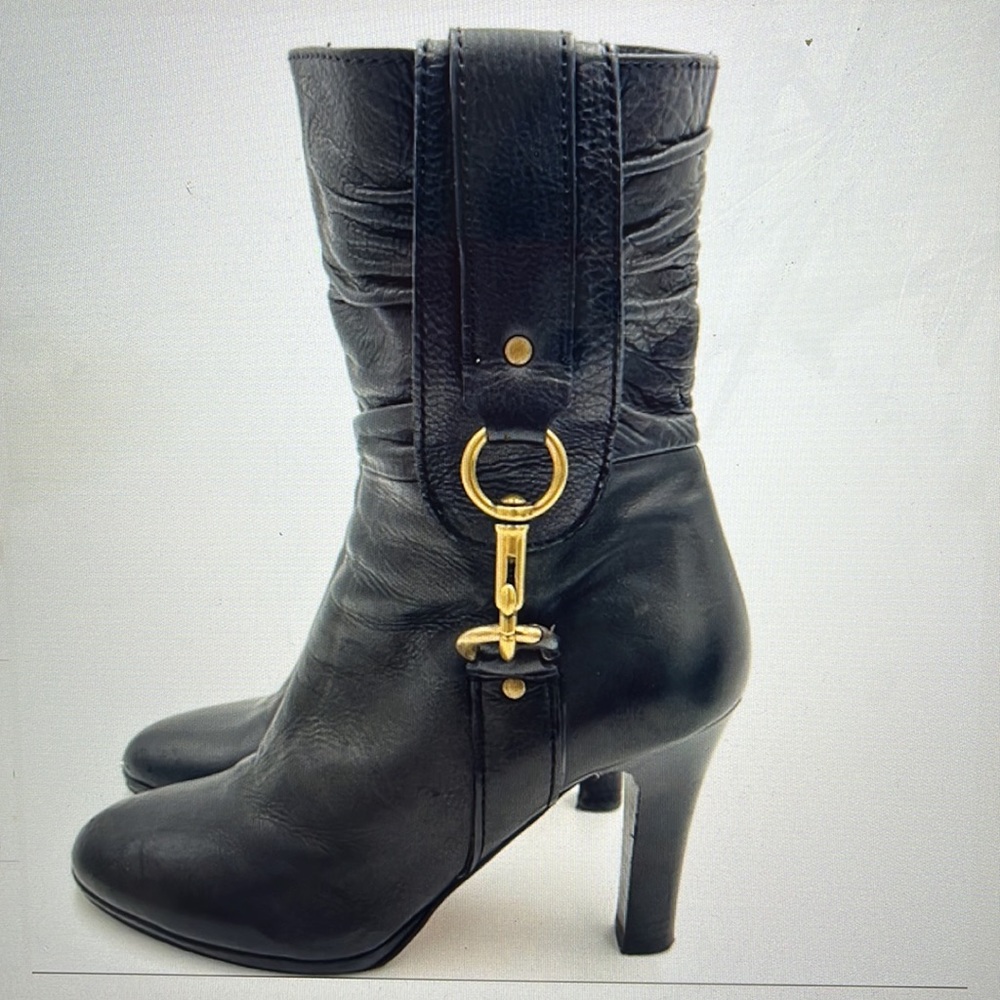 Coach Black Ankle Booties with Gold Hardware